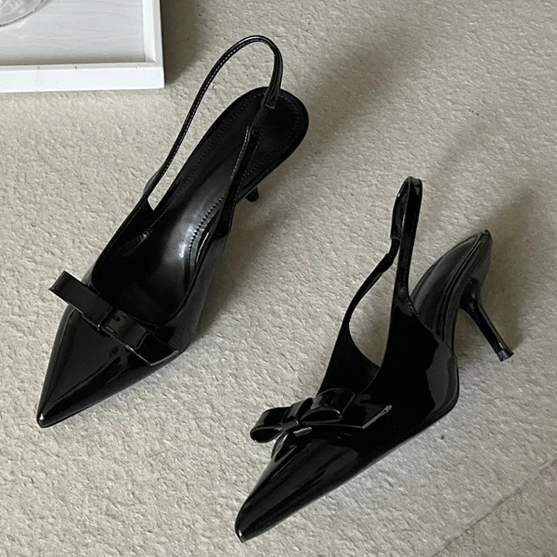 Aiertu  -  New Design Slingbacks Butterfly-knot Women Pumps Sexy Pointed Toe Thin Heels Stripper Party Shoes Large Size 35-43 Aiertu