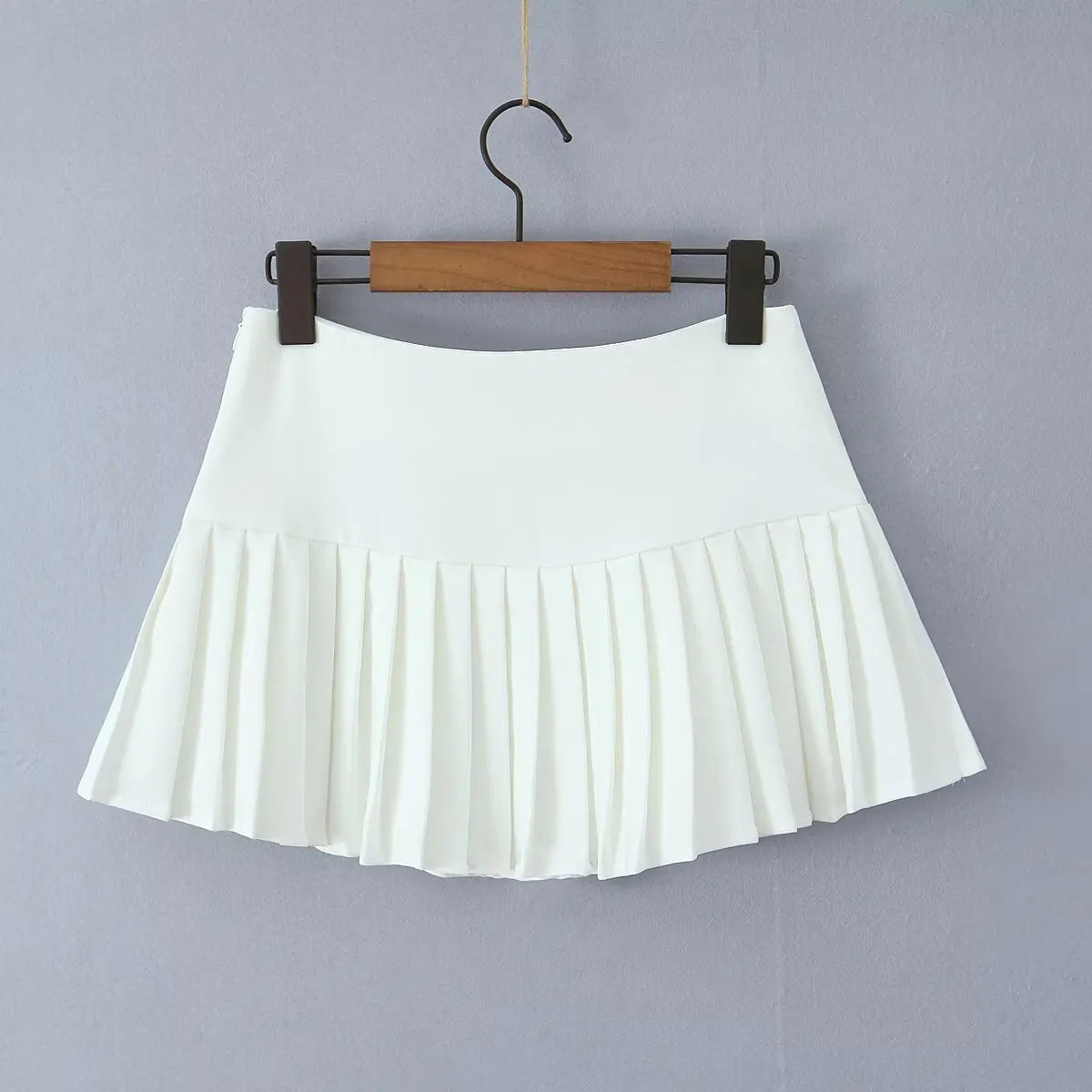 Aiertu  -  Y2K Style Cool Girl Cross Slit Asymmetrical Pleated Mini Skirts Women Side Zipper Low Waist Sports Skirts Gray Black White Aiertu