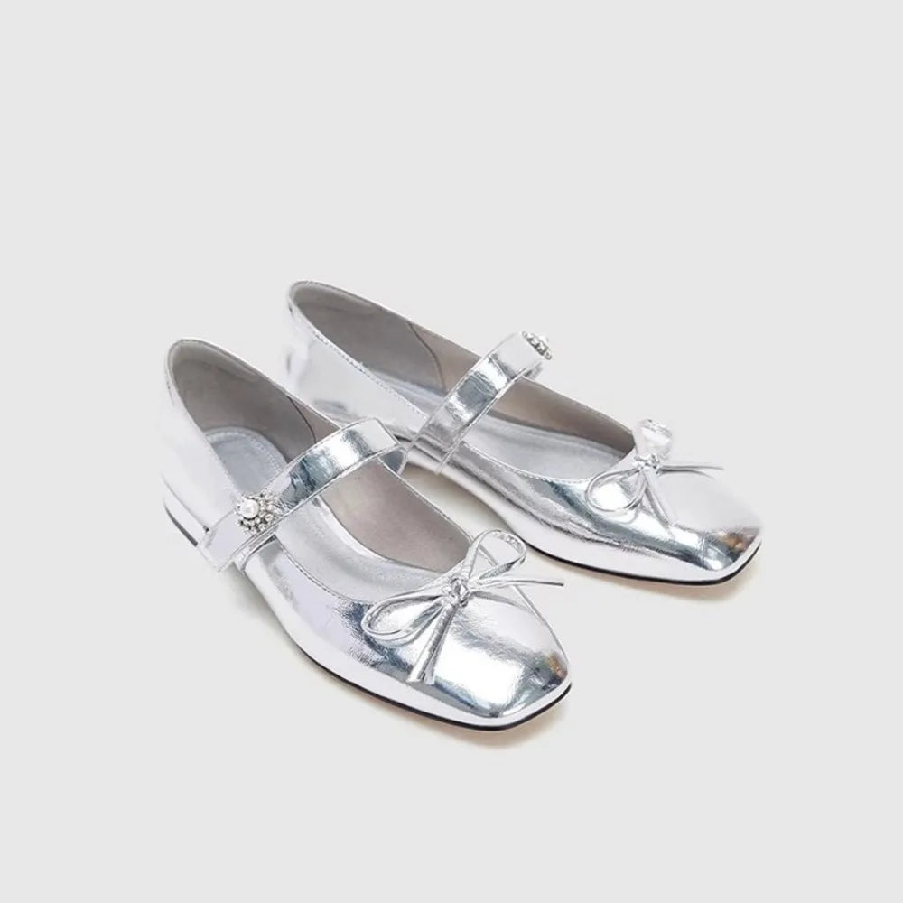 Aiertu  -  New Ladies Shoes on Sale Mary Janes Women's High Heels Round Toe Bow Tie Dress Pumps Women Buckle Strap Crystal Med Heel Shoes Aiertu
