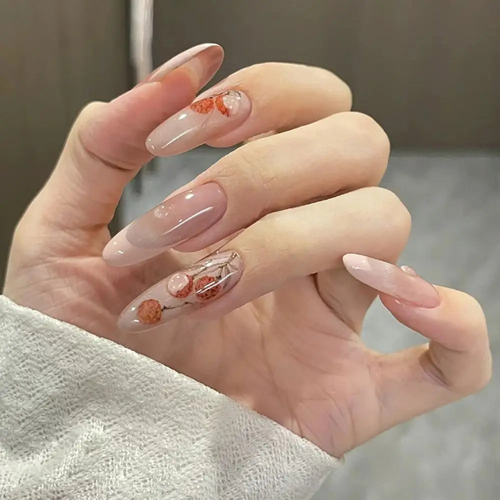 Aiertu  -  30PCS Fashion Glitter False Nail French Long Almond Fake Nail Press on Nails Full Cover Nail Tips for Women Girl Nail Art Aiertu