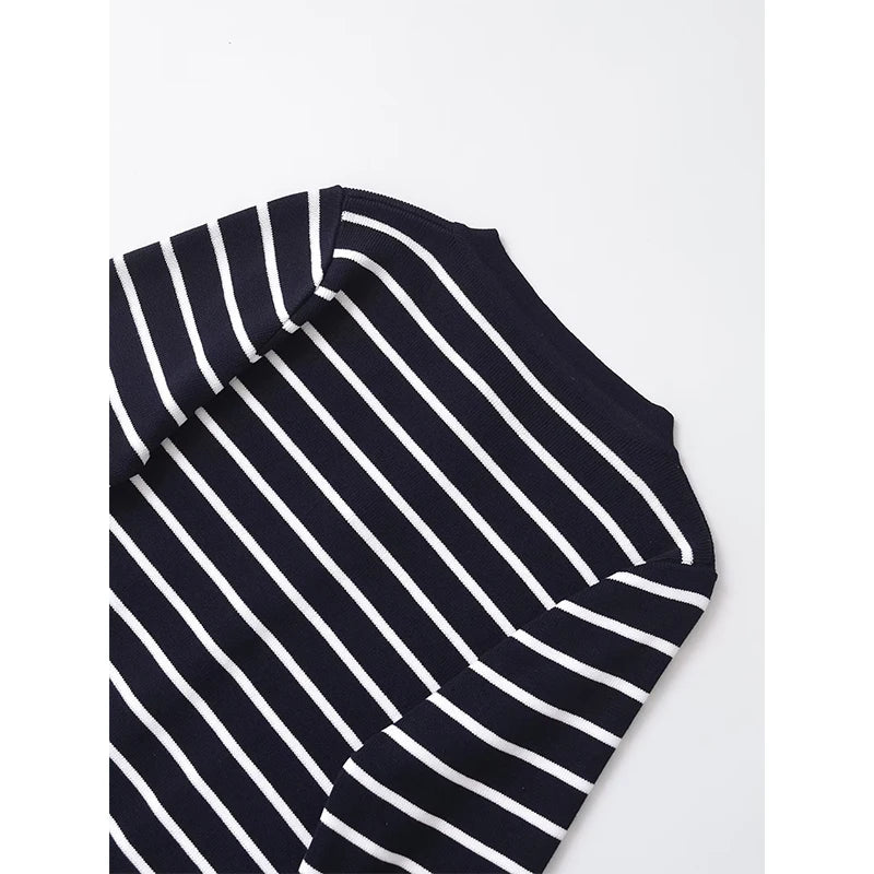 Aiertu  -  Autumn Winter Women Striped Knit Cardigan Long Sleeve O Neck Casual Outerwear Short Coat Aiertu