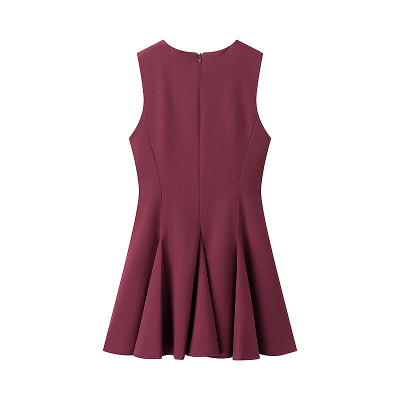 Aiertu  -  2025 Women Bow Lace Up O Neck Elegant Mini Dresses Fashion A-line Slim Office Lady Sleeveless Dresses Female Vestidos Aiertu