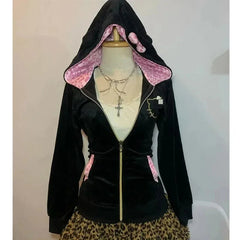 Aiertu  -  Streetwear American Harajuku Hoodie Y2K Women Hip Hop Fashion Plush Patchwork Zipper Hoodie Gothic Fashion Sportswear Sweatshirt Aiertu