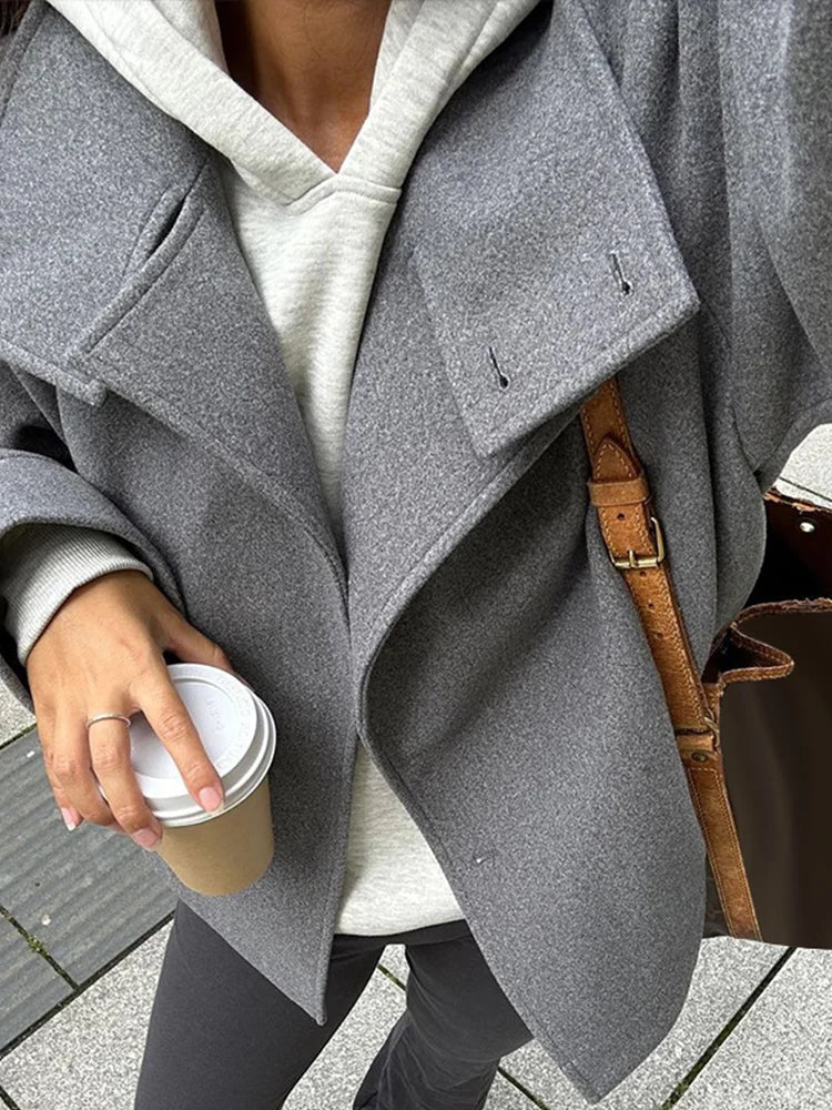 Aiertu  -   Fur Jackets Women Casual Loose High Neck Long Sleeves Thick Coats Female Autumn Winter Fashion Solid Warm Outwear Lady Aiertu