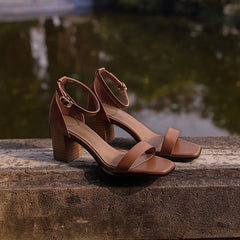 Aiertu  -  Women's genuine leather thick high heel open toe summer ankle strap sandals retro elegant ladies OL style casual female shoes Aiertu