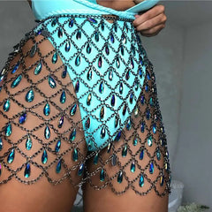 Aiertu  -  Europe America Fashion Sexy Net-like Skirts for Women Colorful Pendant Metal Chain Apron Spicy Girl Y2k Clothing Accessories Aiertu