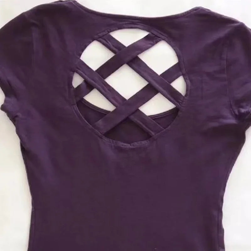 Aiertu  -  Retro Gothic new printed purple back hollow women T-shirt Y2k slim fit and slim summer fashion design short top Aiertu