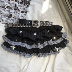 Aiertu  -  Harajuku Design Y2K Hot Girl Cake Fluffy Lace Skirt Female A-Line Skirt Gothic Retro Pleated Low Waist Sexy Slim Skirt ins Aiertu