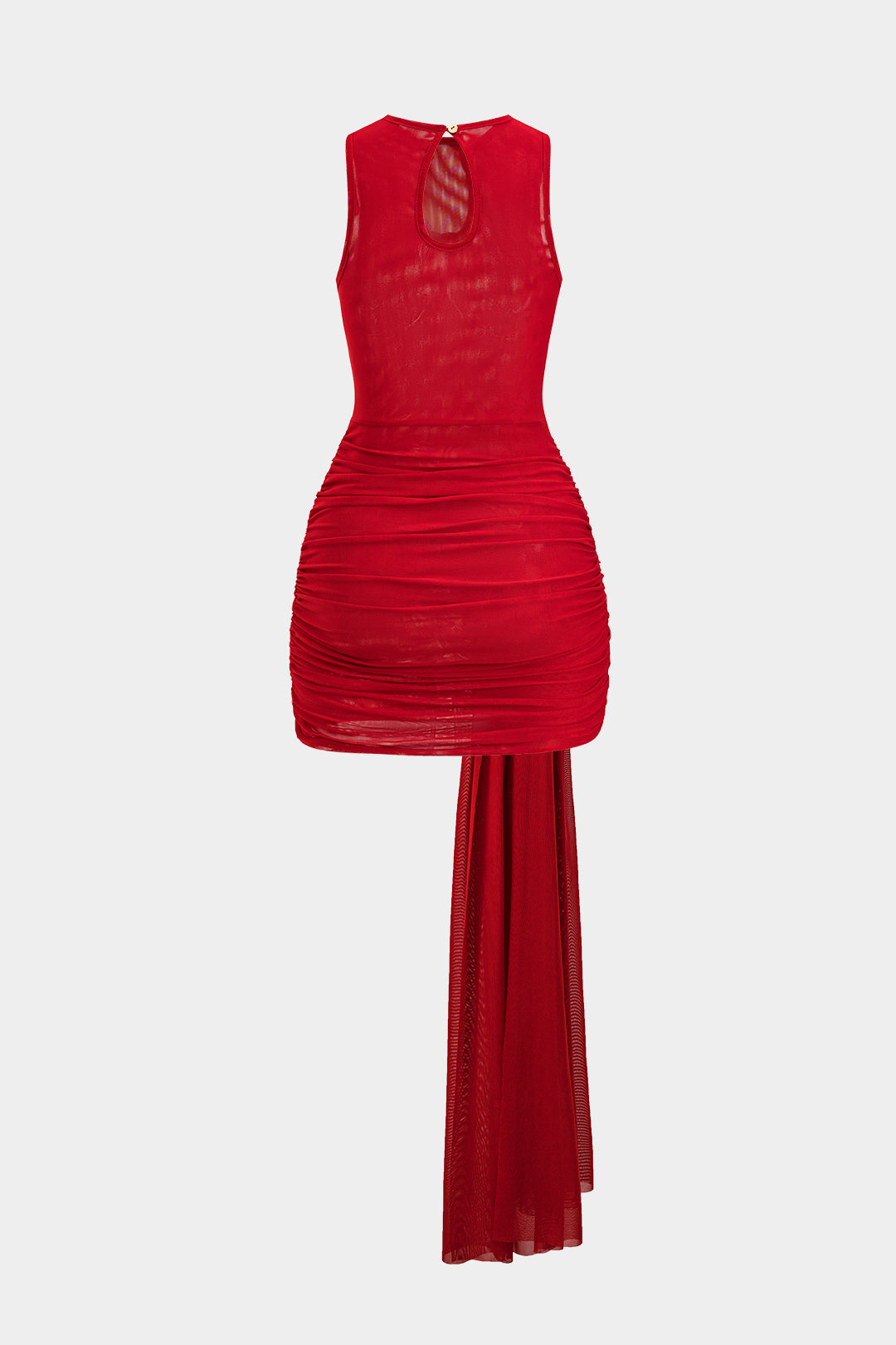 Aiertu  Mesh Cut Out Tie Front Sleeveless Mini Dress Aiertu