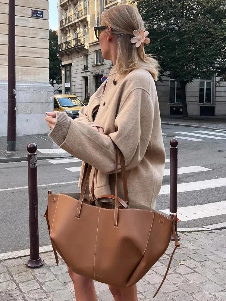 Aiertu  -  O Neck Single Breasted Apricot Women Winter Autumn New Coat Office Lady Short Thick Jacket Vintage Outerwear Loose Aiertu