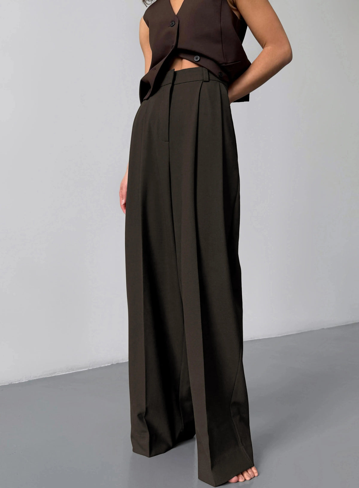 Aiertu  -  Wide Leg Pants Spring Summer New Women's Solid Color Fashion High Waist Trousers Office Lady Chic Loose Suit Pants Aiertu
