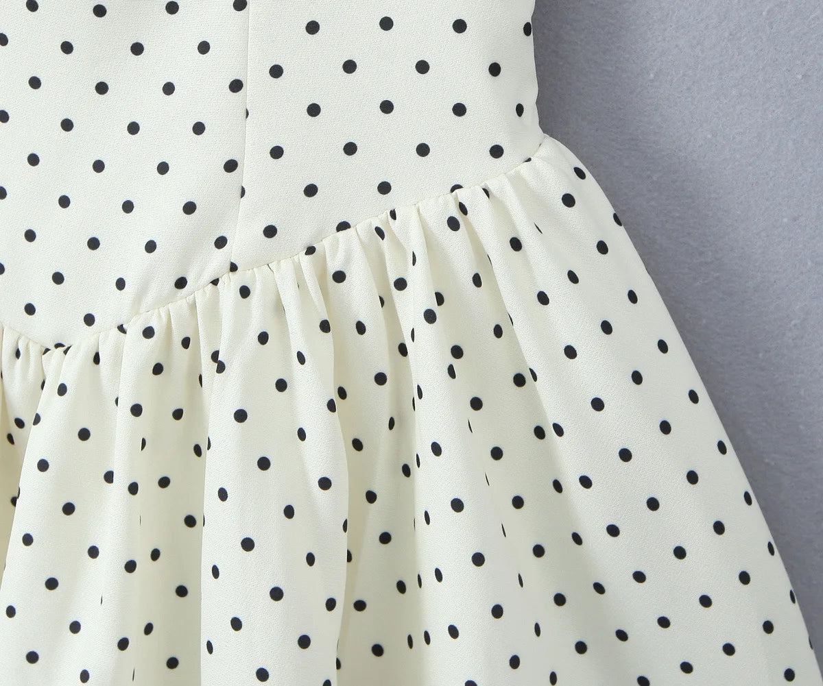 Aiertu  -  Backless Halter Polka Dot Dress For Women Plunge Bodycon Party Dress Sleeveless Elegant Chic MIni Pleated Dress A-line Aiertu