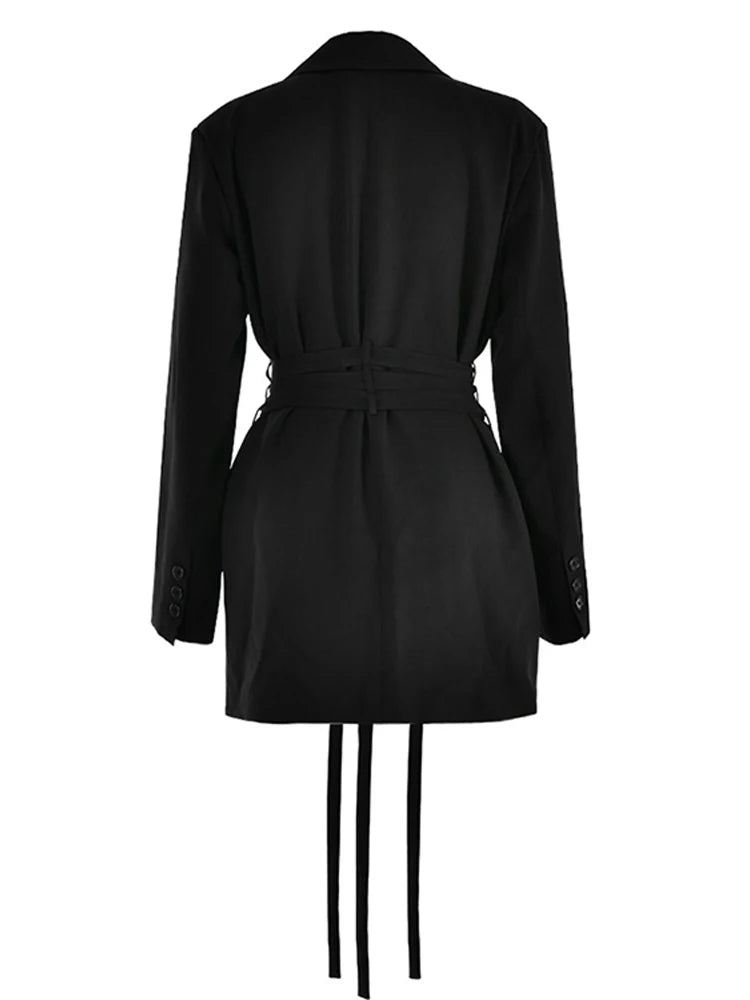Aiertu  -  Slim Fit Double Belt Suit Jacket Patchwork Fashion Sexy Niche Design Vintage Casual Suits Dress Women Small Suit Coat Autumn New Aiertu