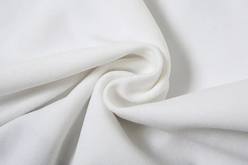 Aiertu  -  Strapless Ruffled Split Long Dresses Elegant Sexy White Asymmetrical Frilly Dresses for Woman Summer Clothes P94-DD49 Aiertu