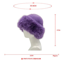 Aiertu  -  Winter Faux Fox Fur Bucket Hats For Women Soft Thickened Plush Fisherman Hat Outdoor Windproof Warm Beanies Caps Ski Panama Cap Aiertu