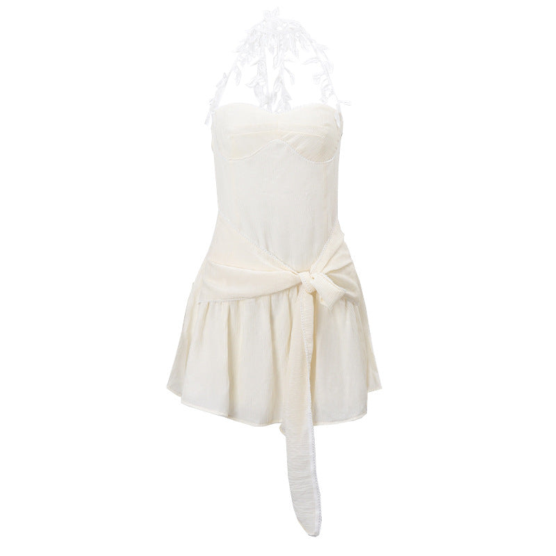 Aiertu - White Tiered Ruffle Mini Dress Aiertu