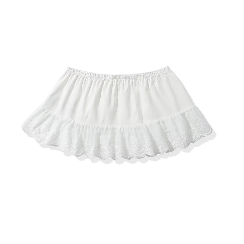 Aiertu  -  2025 Women Floral Embroidery Sexy Low Waist A-line Mini White Skirt Sweet Girl Cotton Holiday Summer Skirts Aiertu