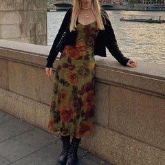 Aiertu - V Neck Floral Cami Maxi Dress Aiertu
