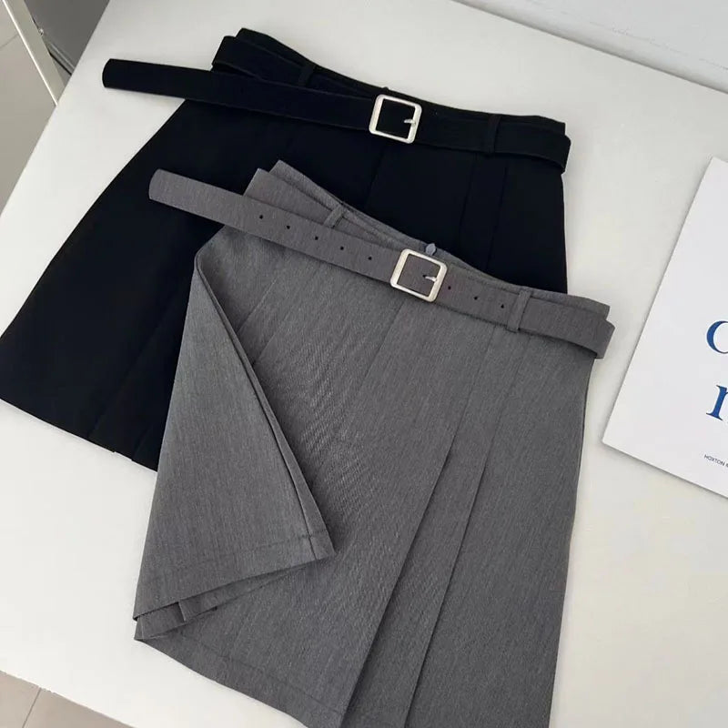 Aiertu Preppy Style A-Line Skirt for Women Summer New High Waist Black Gray Pleated Skirts Female Casual Student Mini Skirts Aiertu