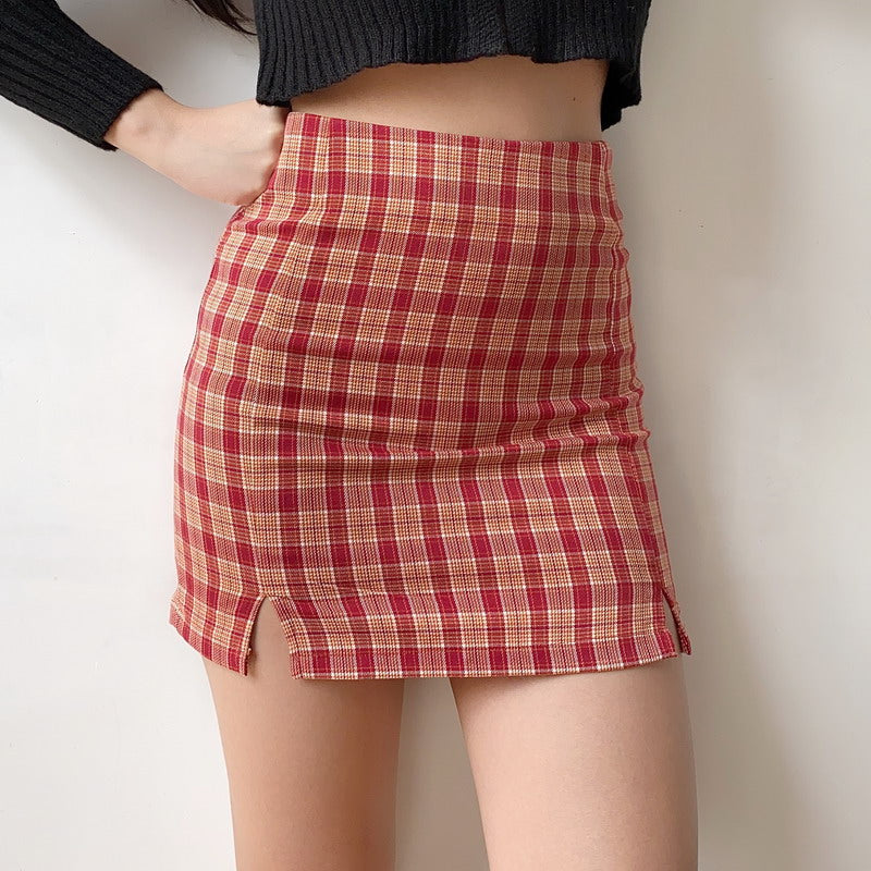 Aiertu - Red Cara Plaid Skirt - new trend inspo - trashy outfits - dinner outfits Aiertu