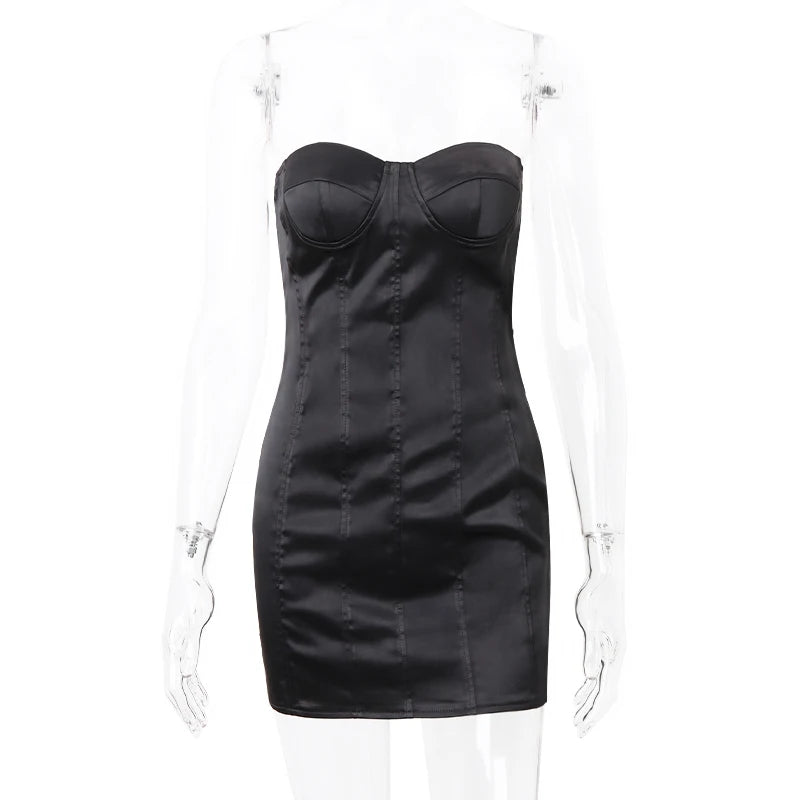 Aiertu  Strapless Sexy Off Shoulder Skinny Backless Mini Dress Black Slim Dress Women Trendy Streetwear Party Vestidos Aiertu