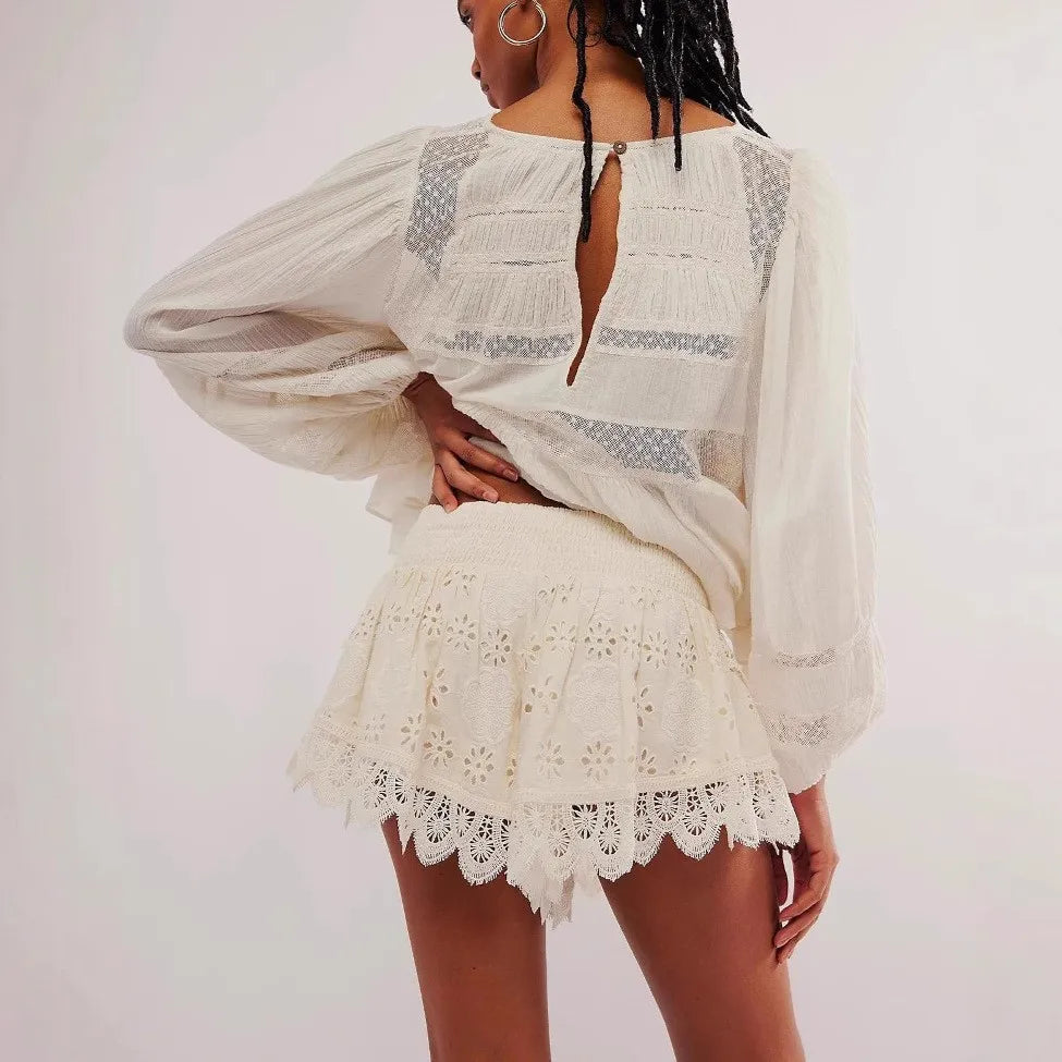 Aiertu  -  European cake multi-layer lace shorts skirt hot pants sexy babes high waist culottes Aiertu