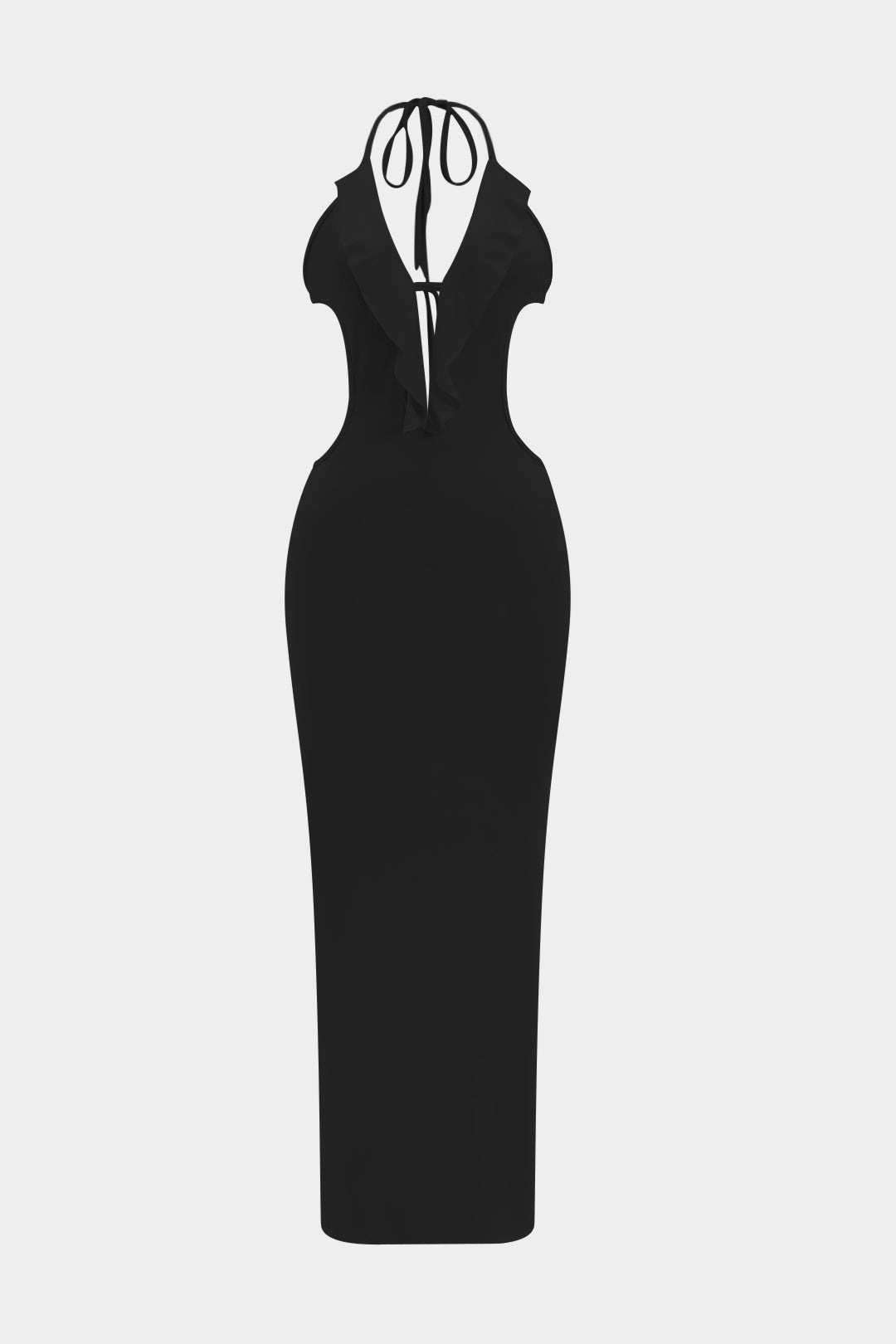 Aiertu  -Ruffle Cut Out Tie Up Backless Maxi Dress aiertu
