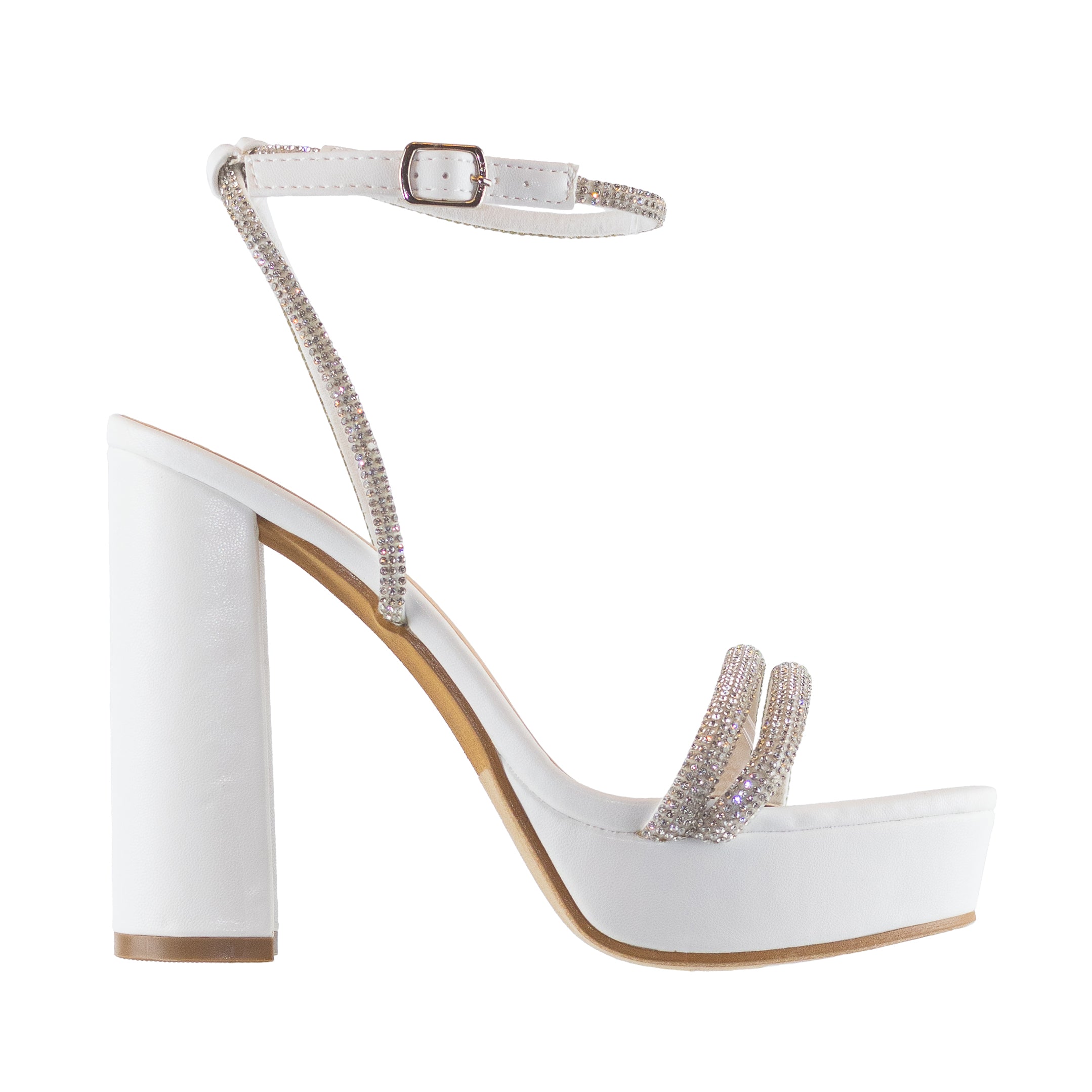 Aiertu  Eleanor - Embellished Ankle Strap Platform Heels, Chunky Heel & Synthetic Material, Glamorous Party Footwear, Bold & Comfortable for Evening Events Aiertu