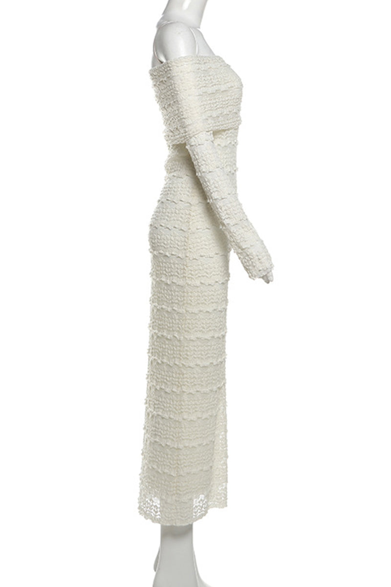 Aiertu  -Elegant Patchwork Backless Off Shoulder Long Dresses aiertu