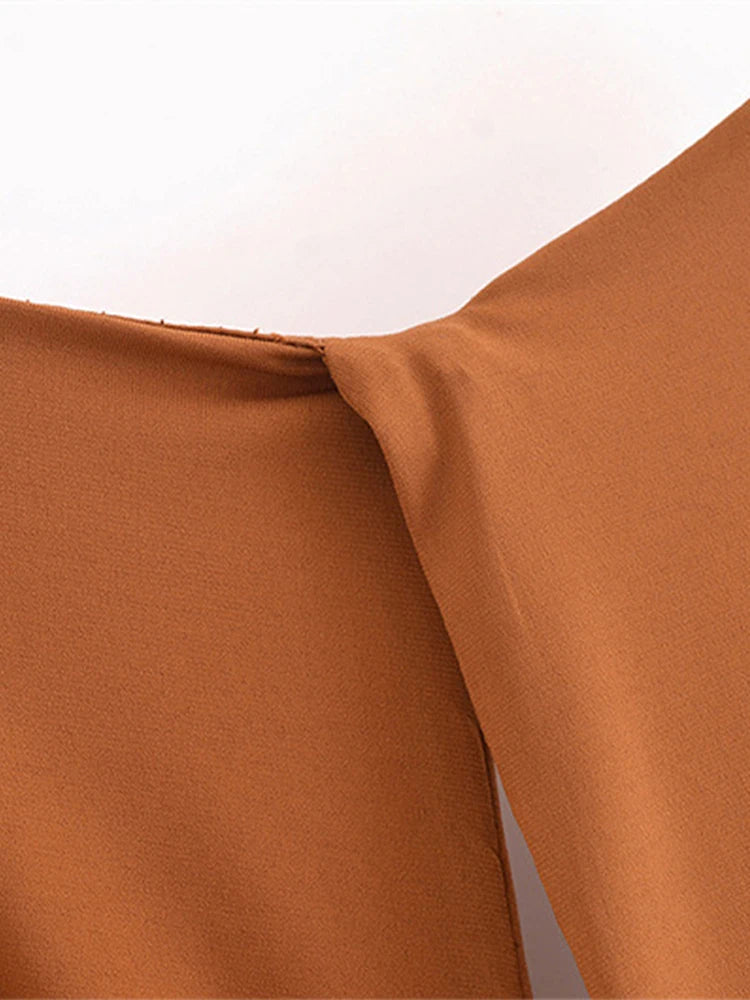 Aiertu  -  Sexy Knot Ruched Hollow Out Dress Woman Slim Off Shoulder Backless Bodycon Midi Robes Summer Autumn Party Evening Dresses Aiertu