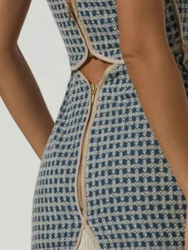 Aiertu  -  Chic Tassel Tube Top Dress Women Elegant Off Shoulder Zipper Backless Hollow Out Dresses 2026 Summer Lady Print Party Vestidos Aiertu