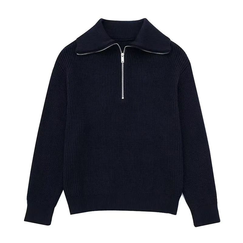 Aiertu  -  Striped Knitwear Women Sweaters  New Half Zipper Laple Thicken Casual Fashion Women Pulovers Autumn Winter Fashion Lady Knitwear Aiertu