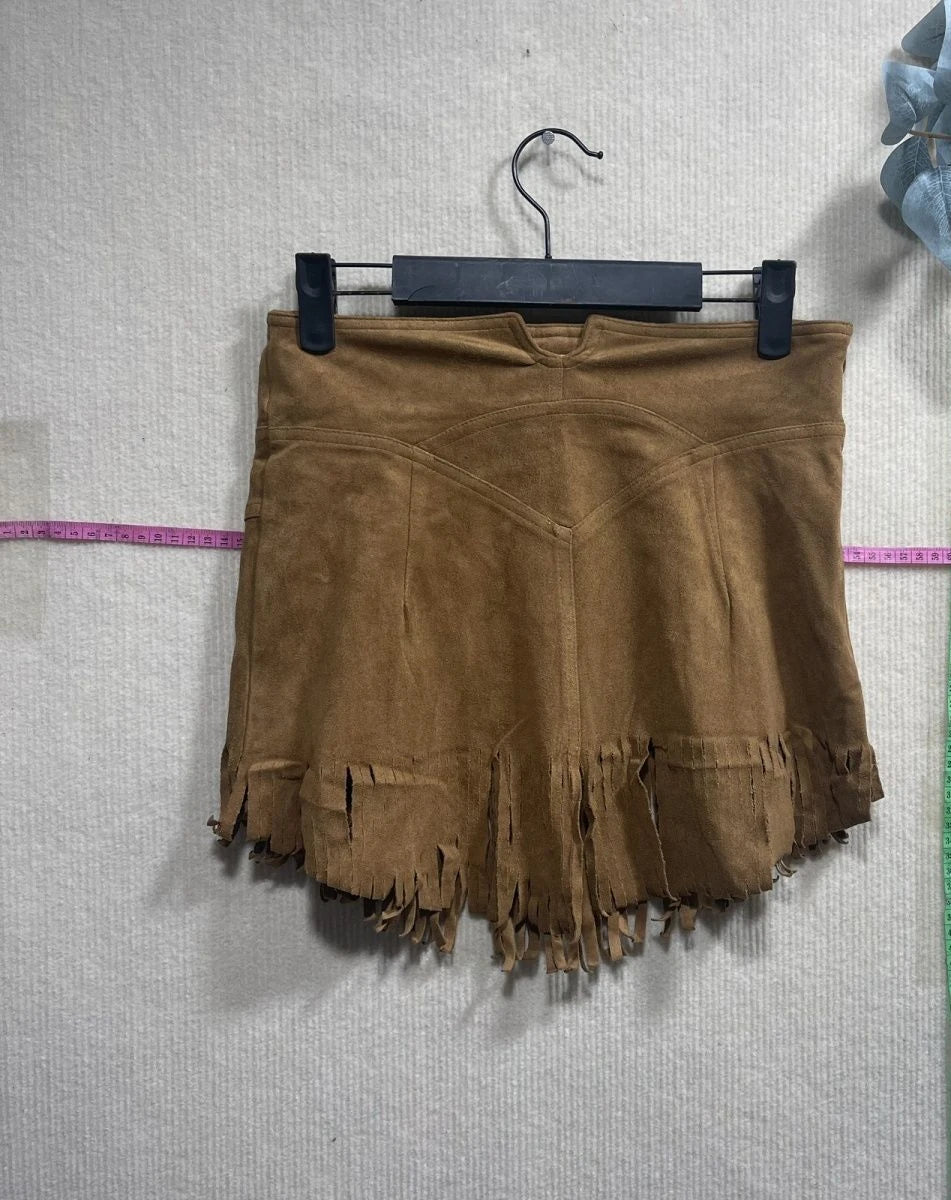 Aiertu  -  New Y2k Harajuku Deerskin Elastic Mini Skirt Hot Girl Sexy Irregular Tassel Retro Western Personality Fashion Cowboy Boot Skirts Aiertu