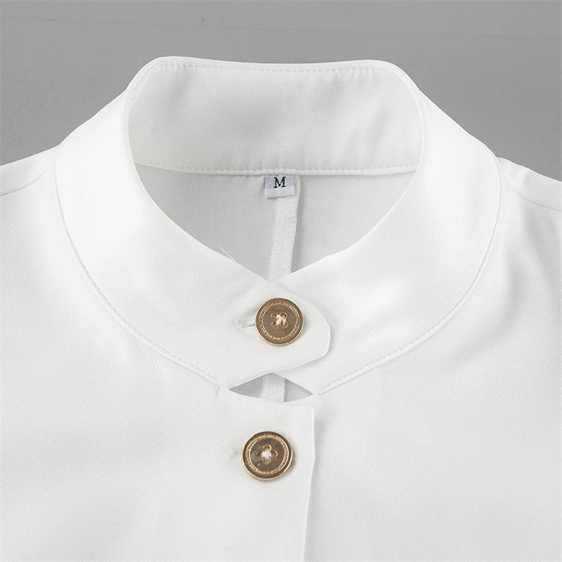 Aiertu  -  New Summer Women Vest Shirt Elegant Office Lady Tops Female Sleeveless White Shirt Stand Collar White Slim Tank 여성나시 Aiertu