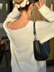 Aiertu  -V Neck Solid Color Oversized Sweater aiertu