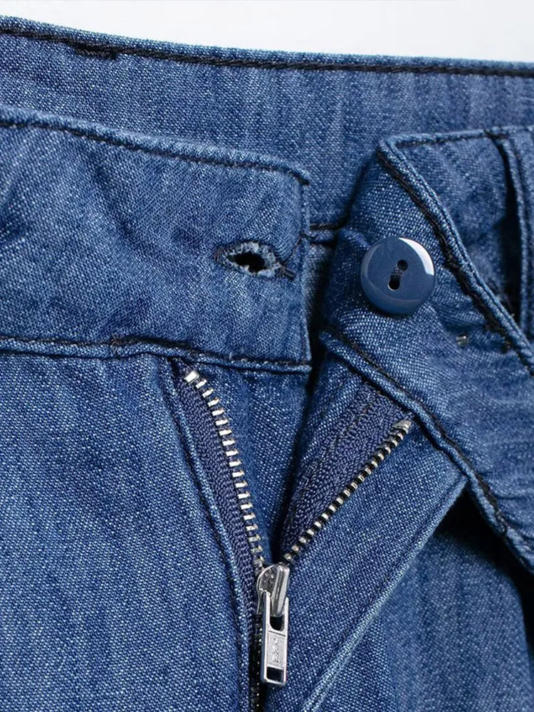 Aiertu  2025 New Fashion Loose Blue Jeans Women's Retro High Waisted Wide Leg Denim Pants Spring High Street All-match Straight Jean Aiertu