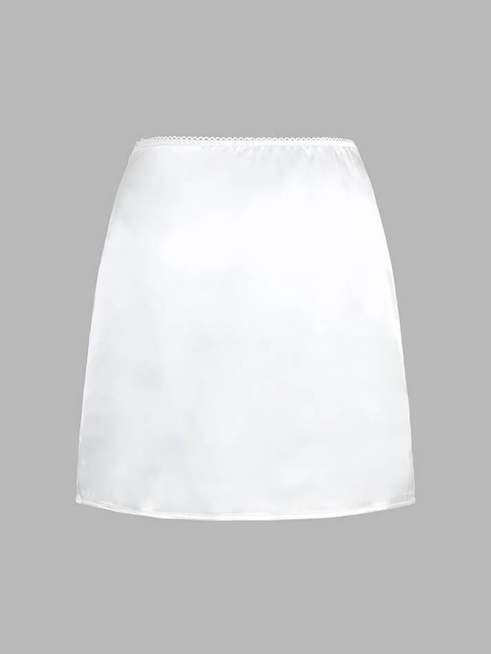 Aiertu  Lace Trim Satin Skirt Set Aiertu