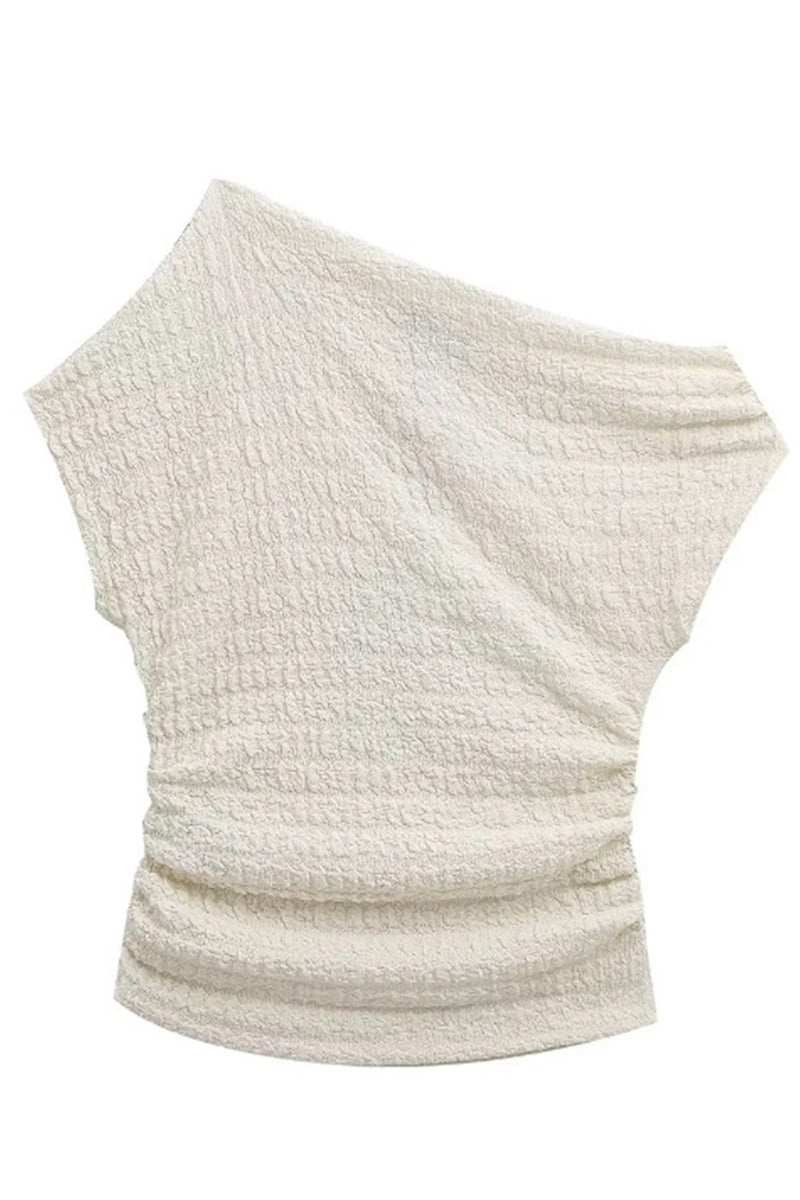 Aiertu  -  Sexy Solid Fold Off the Shoulder Short Sleeve Two Pieces Aiertu