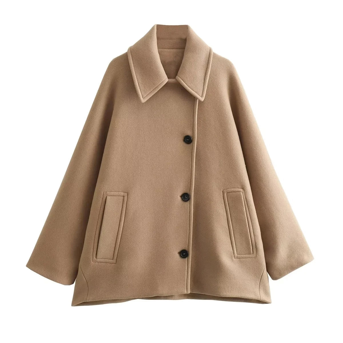 Aiertu  -  Turn Down Collar Batwing Sleeve Women Coat Winter Autumn New Coat Casual Lady Long Thick Jacket Loose Outerwear Aiertu