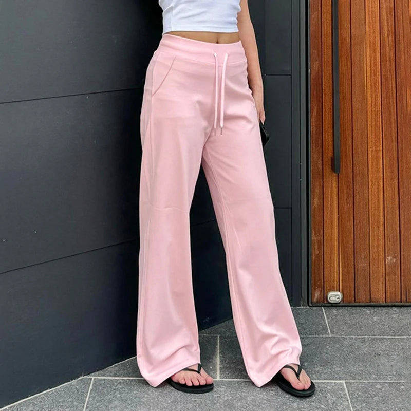 Aiertu  -  All-match Casual Pants Women Streetwear Drawstring Knitted Pants Autumn Basic Trousers Concise Slacks Sporty Sweatpants Aiertu