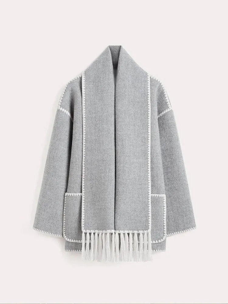 Aiertu  -  Chic Warm Woolen Single-breasted With Pockets Jacket Women Casual Long Sleeved Commute Coat Autumn Lady Streetwear Outerwear Aiertu