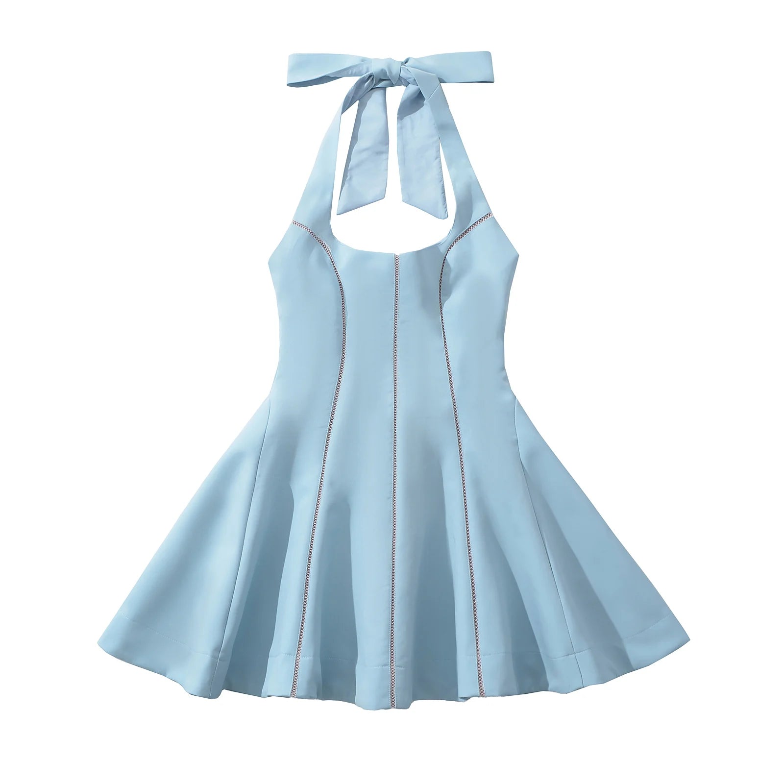 Aiertu  -  4 colors Sexy Bow Halter Sling Dress Women Spliced Hollow Out Hole Line Slim Waist Ball Gown Backless Dresses Party Robe Aiertu