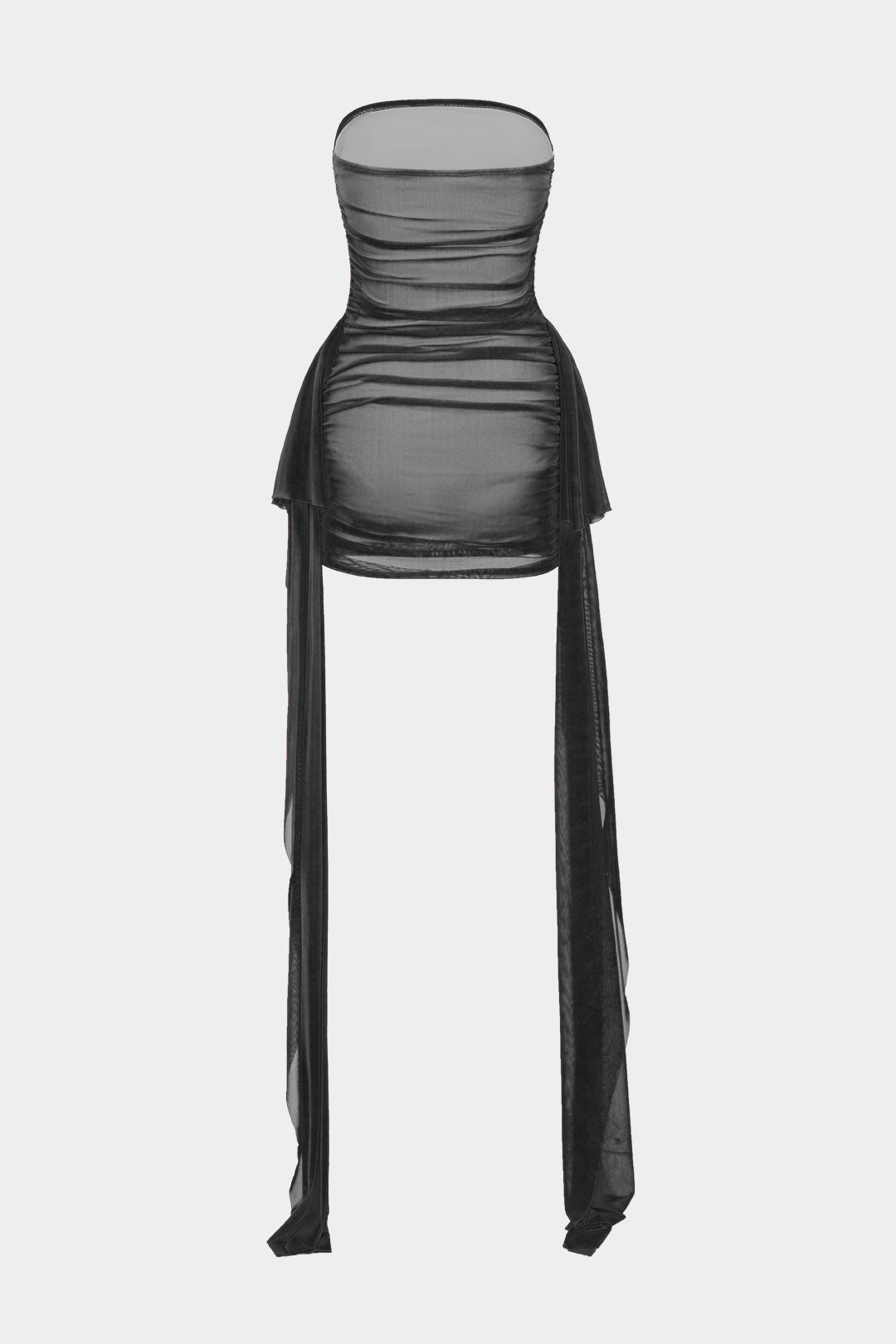 Aiertu  Mesh Ruched Strapless Mini Dress Aiertu