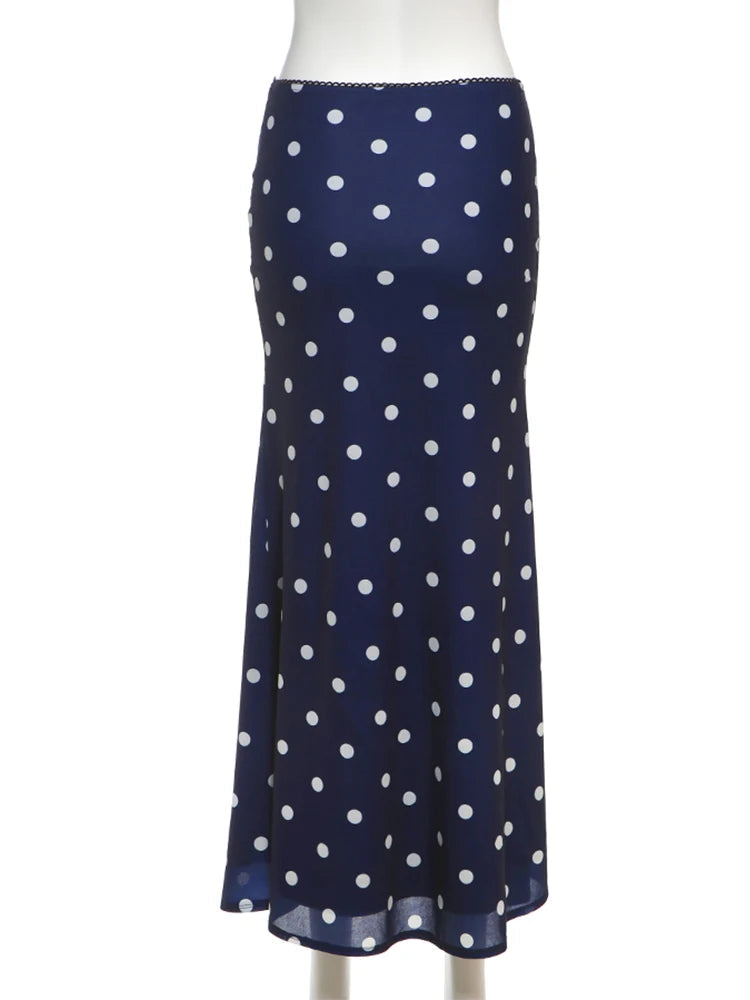 Aiertu  -  Sexy Polka Dot Print 2-Piece Set Women Halter Bandage Halter Backless Sleeveless Mini Tops+Straight Skirt Matching Suit Aiertu