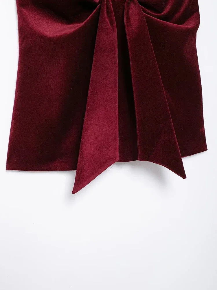 Aiertu  -  Women Fashion With Bow Wine Red Backless Zipper Tops Vintage V-Neck Sleeveless Female Chic Lady Tank Tops Aiertu