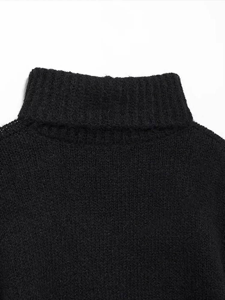 Aiertu  -  Cropped Pullovers Women Sweater Knit Loose Turtleneck  Long Sleeve Female Knitted Top Autumn Winter Fashion Lady Outwear Aiertu