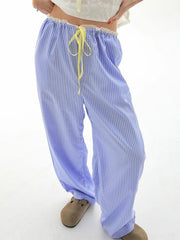 Aiertu  -  New Fashion Women Loose Pants Stripe Drawstring Elastic Waist Trousers Spring Summer Casual Sweatpants Hot Sale S M L Aiertu