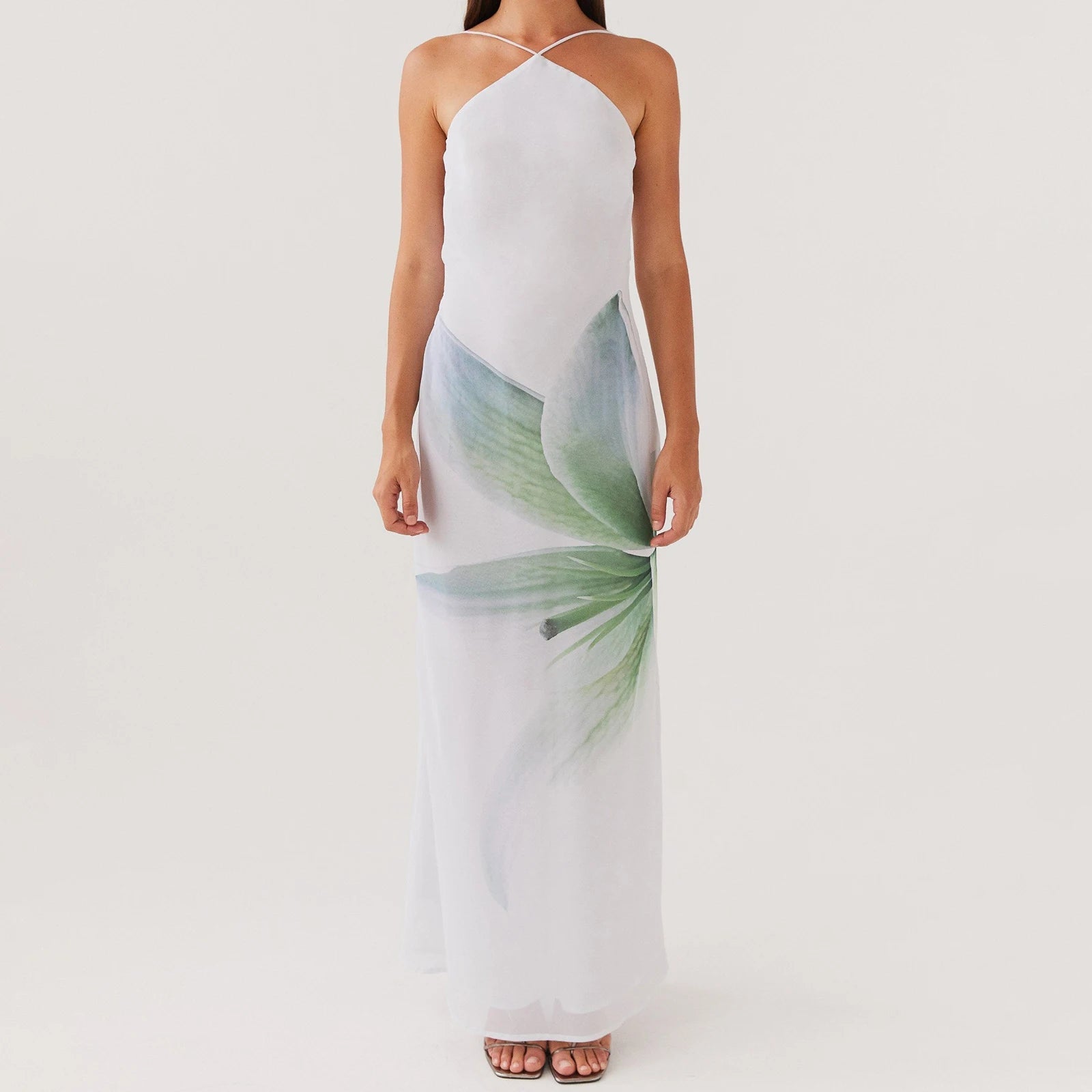 Aiertu  -  Women Cross Halter Neck Maxi Dress Backless Floral Boho Long Dress Summer Elegant Mermaid Vacation Sundress Aiertu