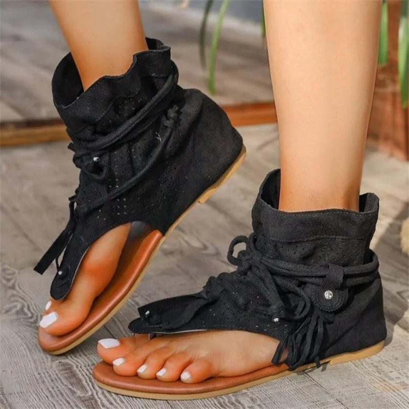 Aiertu  -  Summer Fashion Sexy Flat Casual Comfort Sandals Women's Round Toe Breathable Solid Color Slippers Daily Sandalias De Mujer Aiertu