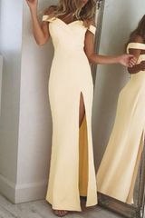 Aiertu  -  Fashion Elegant Solid Backless High Opening Off the Shoulder Irregular Dress Dresses(5 Colors) Aiertu